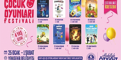 3.Yenişehir Çocuk Oyunları Festivali 25 Ocak’ta başlıyor