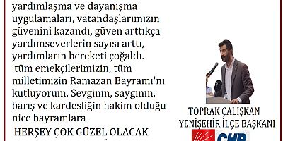 CHP Yenişehir İlçe Başkanı TOPRAK ÇALIŞKAN